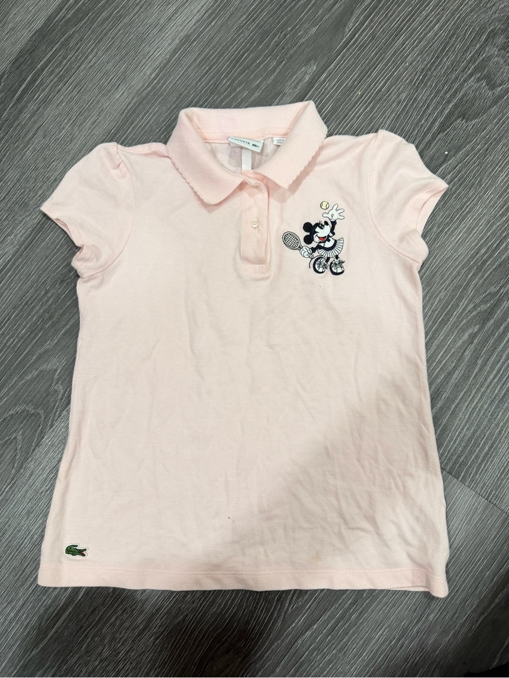 Lacoste Light Pink Girls' Polo with Minnie Tennis Embroidery